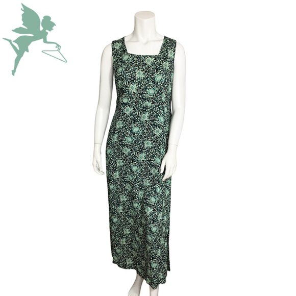 Vintage Dresses & Skirts - VINTAGE 90's Rabbit Rabbit Teal Maxi Cottagecore Dress